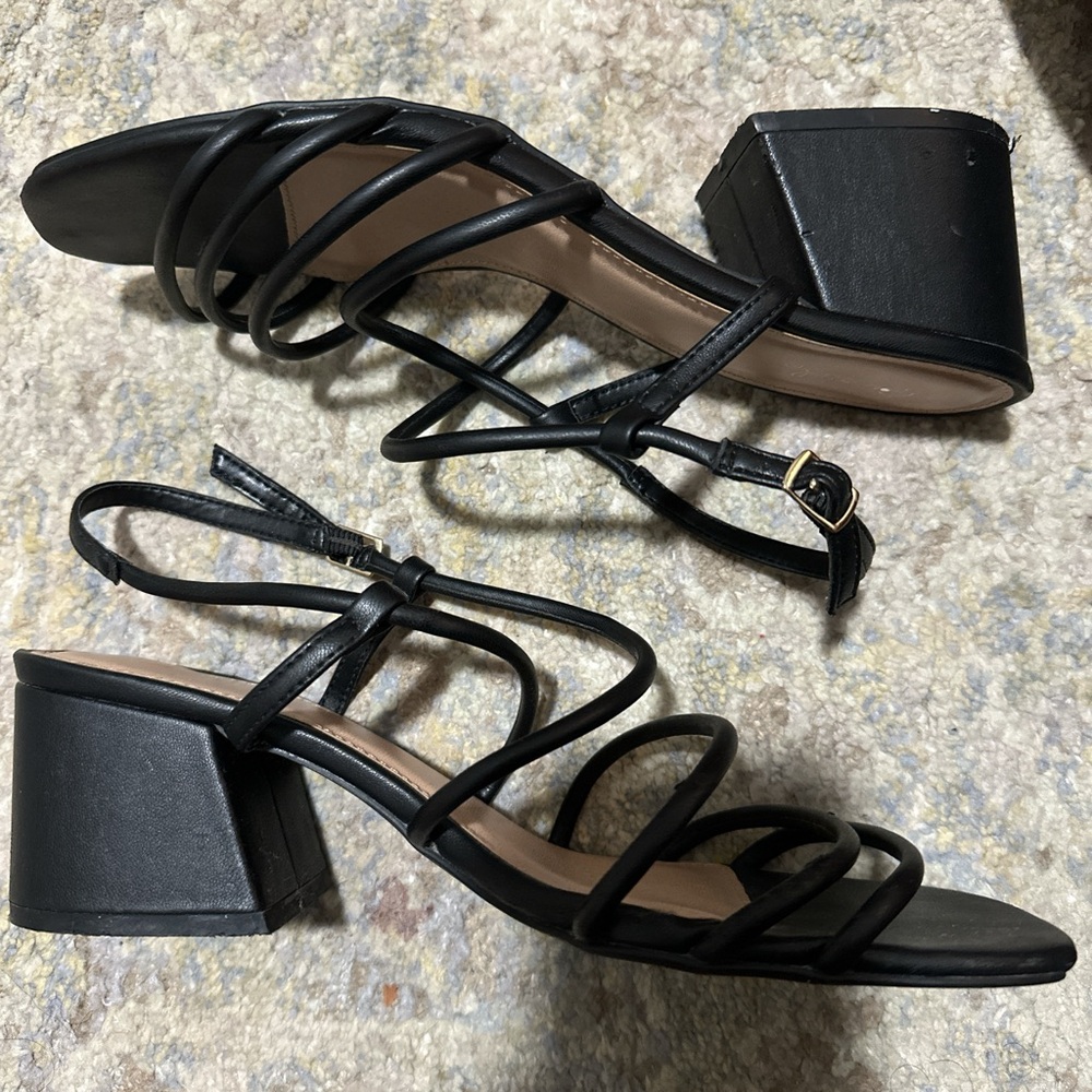 Qupid Black Strappy Heels